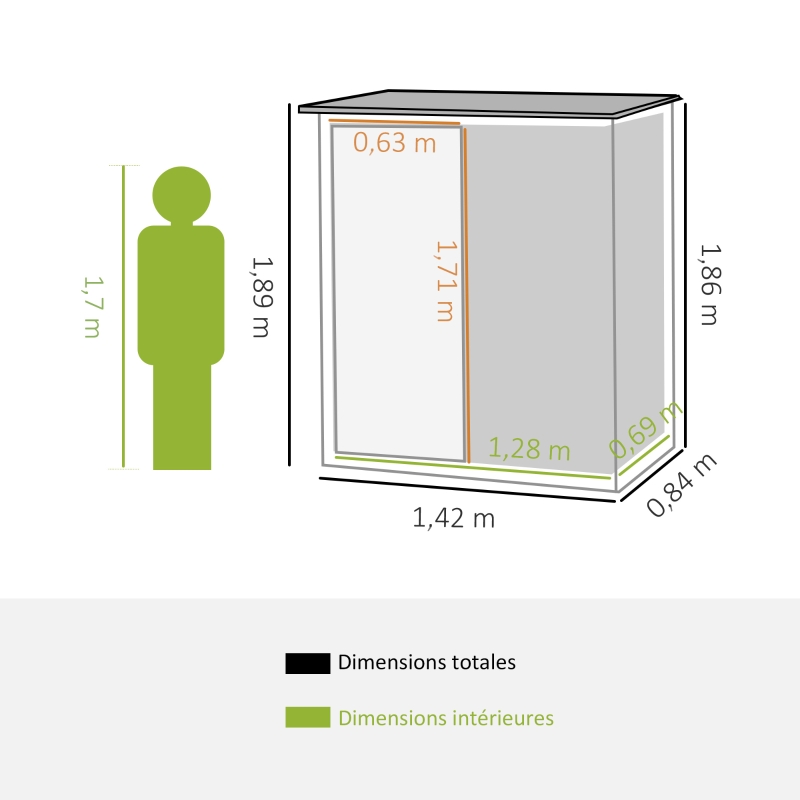 Abri de jardin – 1.2 m2 – Cabanon porte à verrouillage 5