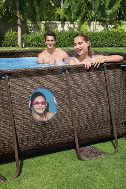 Piscine BESTWAY hors sol ovale Power Steel Swim Vista rotin 488 x 305 x 107cm 3